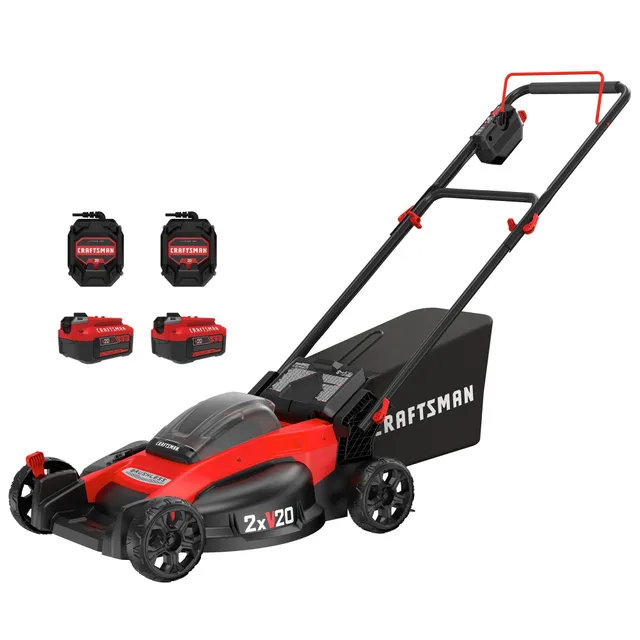 craftsman-v20-20-inch-cordless-push-lawn-mower-kit-2-x-5ah-batteries-and-charger image 1