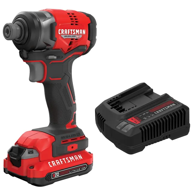 craftsman-v20-1-4-brushless-impact-driver-kit-cmcf813c1-with-battery-and-charger image 1