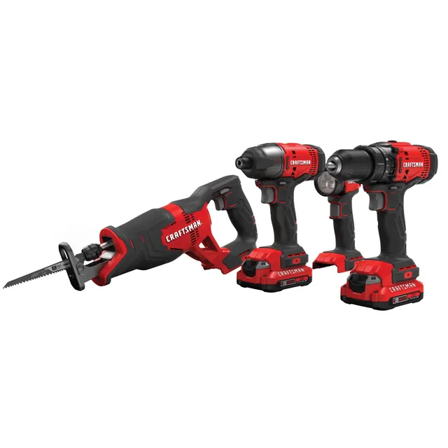 craftsman-v20-cordless-4-tool-combo-kit-with-2-batteries-and-charger-cmck400d2 image 1