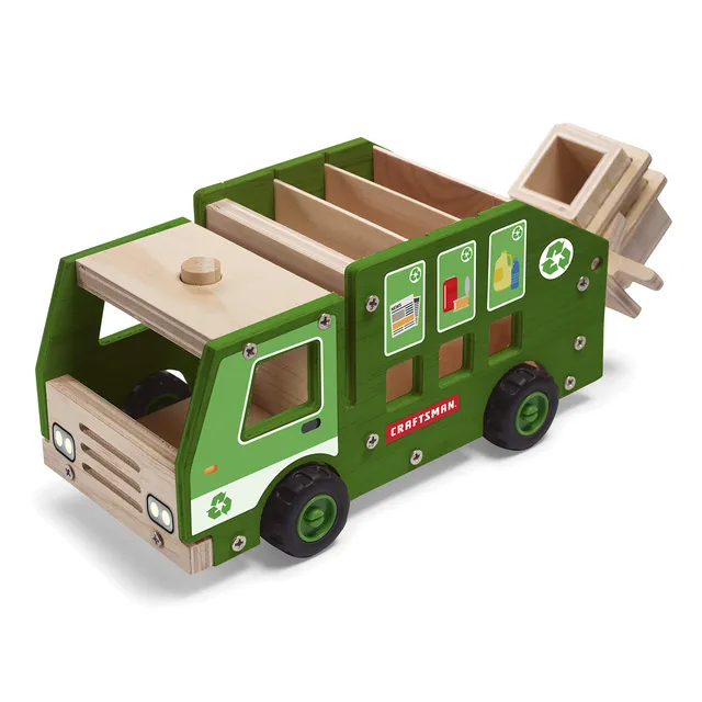 craftsman-recycling-truck-kit-wooden-diy-building-set-for-kids-ages-5-12-include image 1