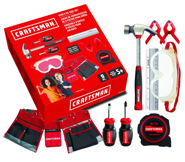 craftsman-9-piece-kids-tool-set-with-real-metal-tools-and-tool-belt image 1