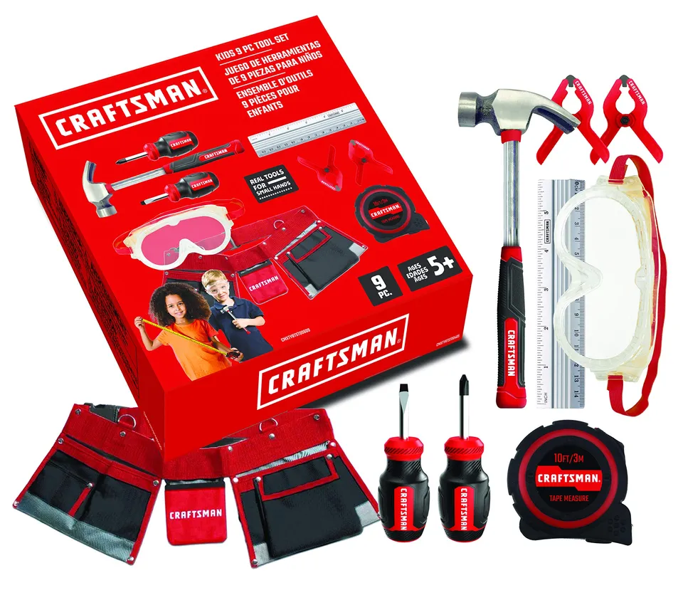 craftsman-9-piece-kids-tool-set-with-real-metal-tools-and-tool-belt image 1