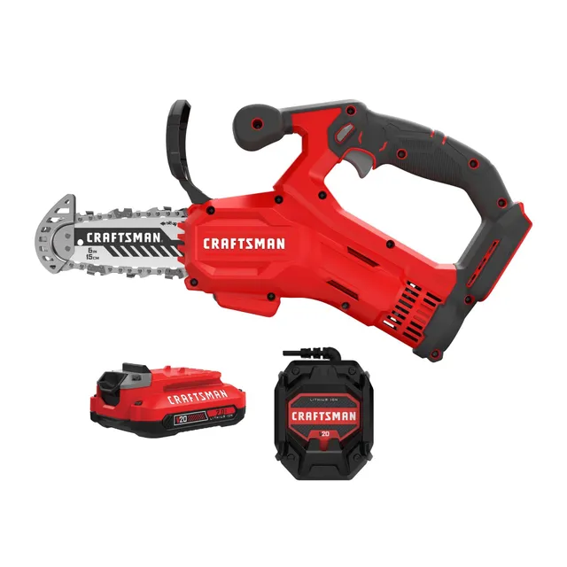 craftsman-v20-cmccs320d1-6-mini-cordless-chainsaw-kit-with-2ah-battery-charger image 1