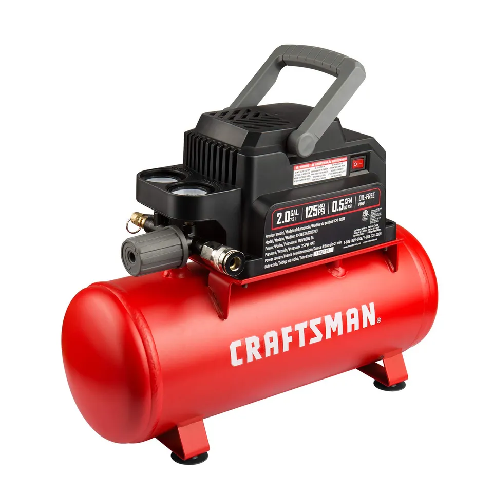 craftsman-2-gallon-portable-air-compressor-1-3-hp-oil-free-125-psi-hot-dog-cmxec image 1