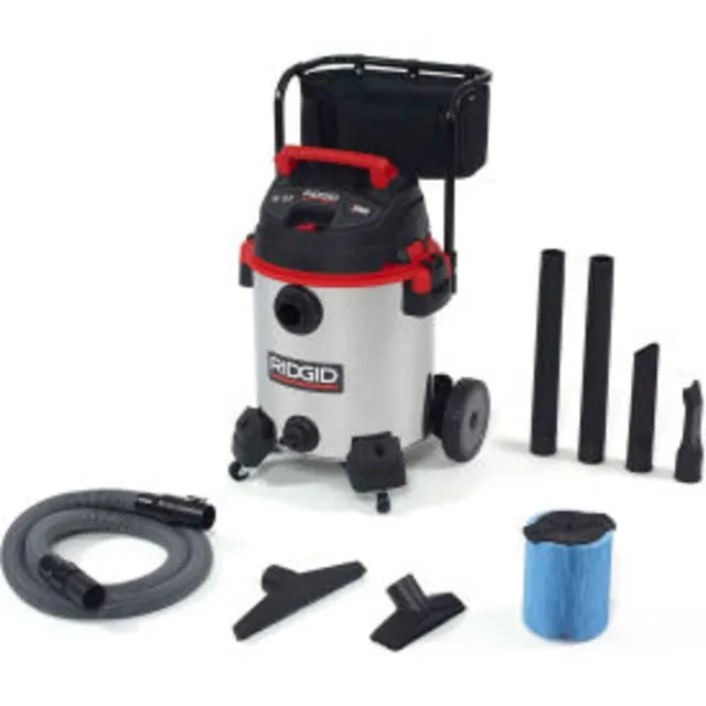 ridgid-50353-16-gallon-stainless-steel-wet-dry-shop-vacuum-with-cart-6-5-peak-hp image 1