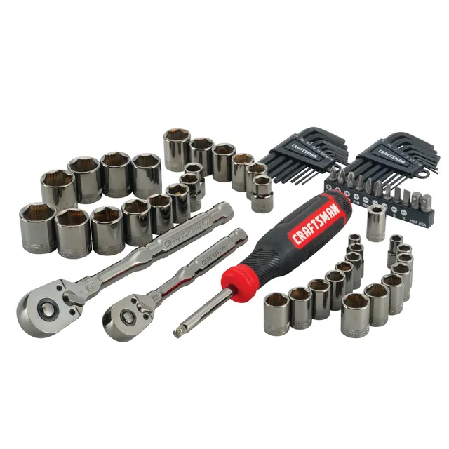 craftsman-overdrive-64-piece-gunmetal-chrome-mechanics-tool-set-standard-sae-met image 1