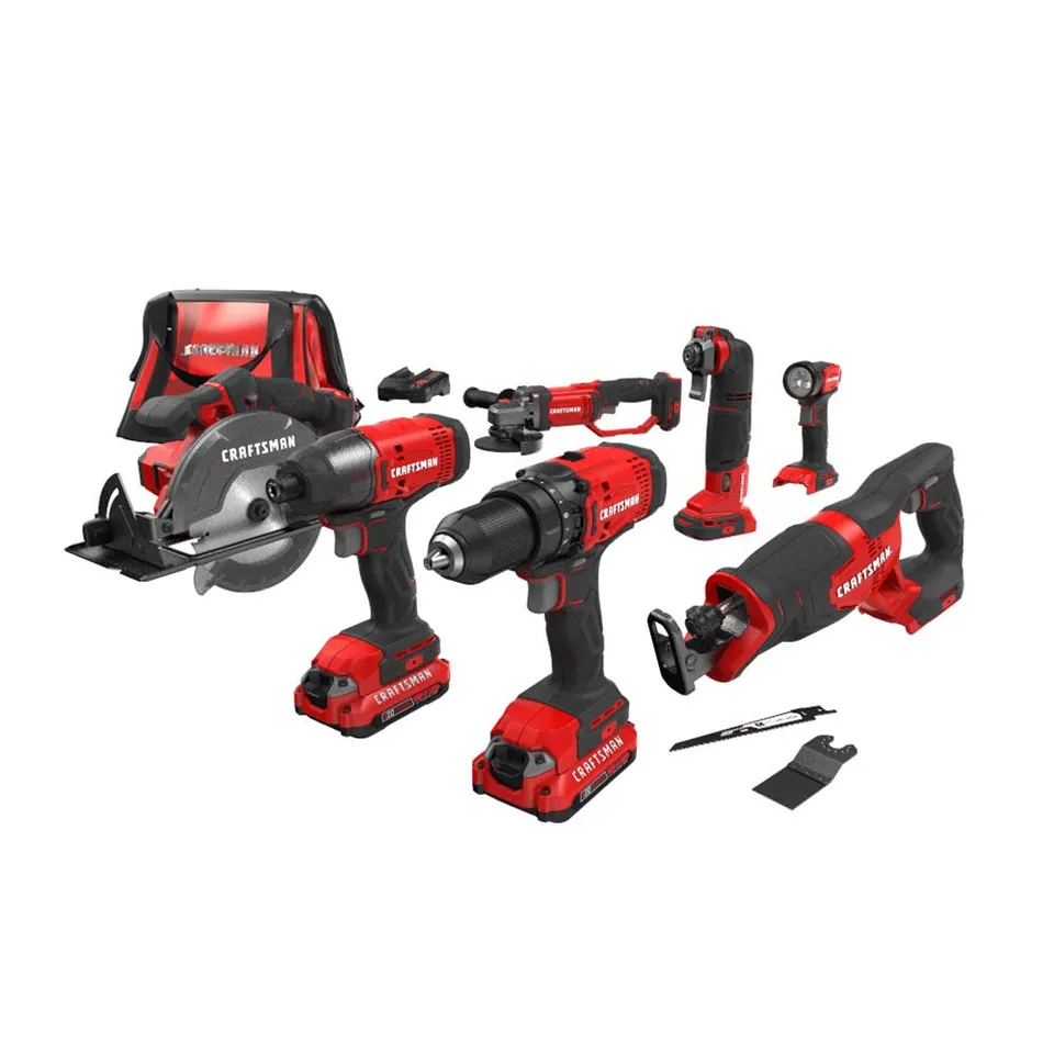 craftsman-v20-7-tool-cordless-power-tool-combo-kit-cmck700d2-with-2-batteries-an image 1