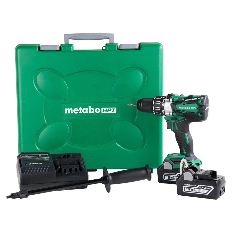 metabo-hpt-18v-brushless-hammer-drill-kit-dv18dbl2-with-two-6-0ah-batteries image 1