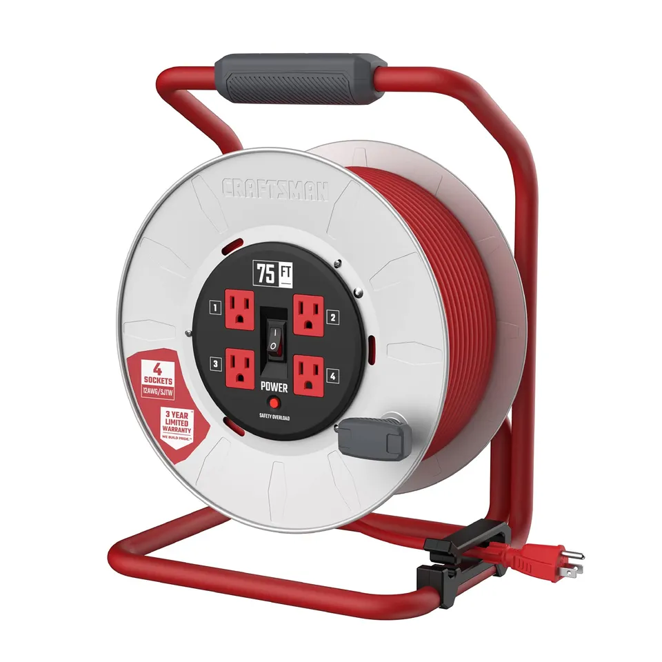 craftsman-75-ft-contractor-retractable-extension-cord-reel-with-4-outlets-12awg- image 1