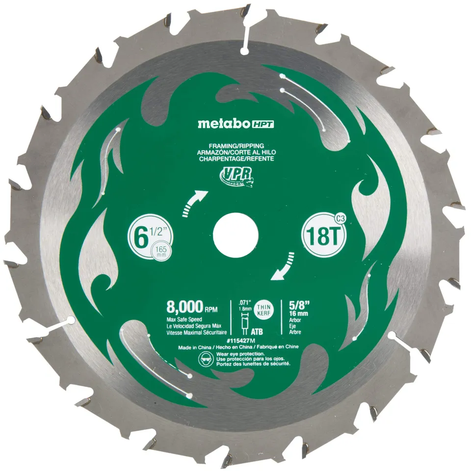 metabo-hpt-circular-saw-blade-6-1-2-inch-18t-5-8-inch-arbor-thin-kerf-115427m image 1