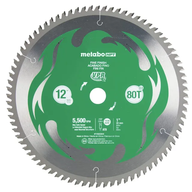 metabo-hpt-12-inch-80-tooth-fine-finish-miter-saw-blade-with-1-inch-arbor-and-th image 1