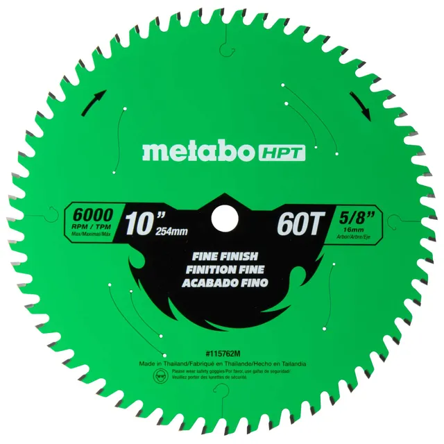 metabo-hpt-10-inch-miter-saw-table-saw-blade-fine-finish-60-tooth-5-8-inch-arbor image 1