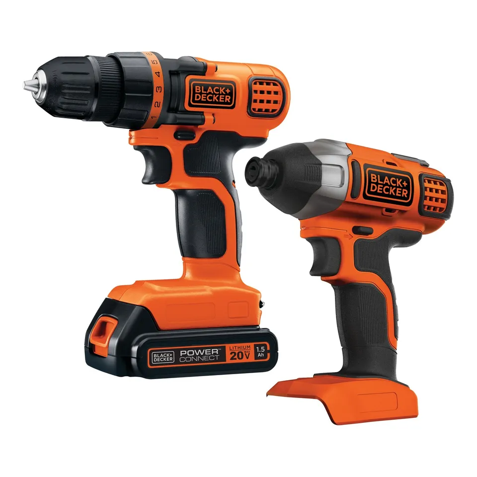 black-decker-20v-max-powerconnect-cordless-drill-and-impact-driver-combo-kit-bat image 1