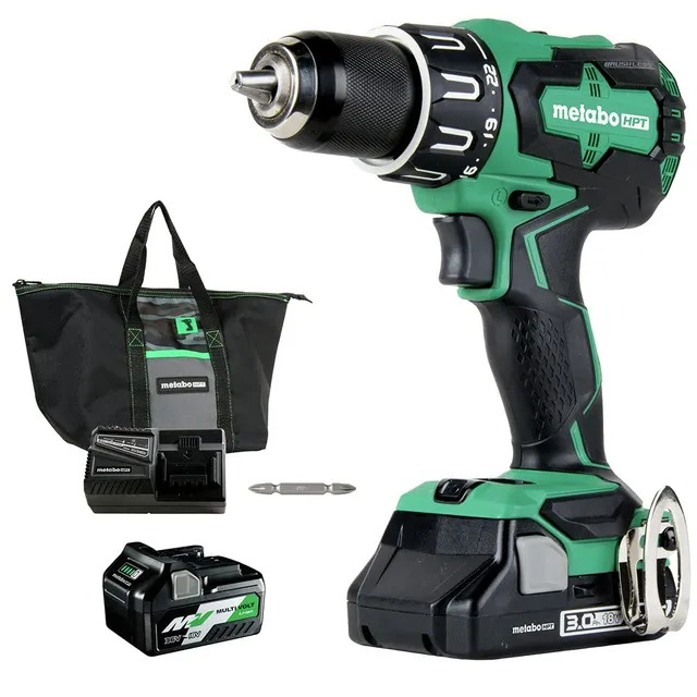 metabo-hpt-18v-brushless-hammer-drill-dv18dbfl2t-with-two-batteries-36v-18v-mult image 1