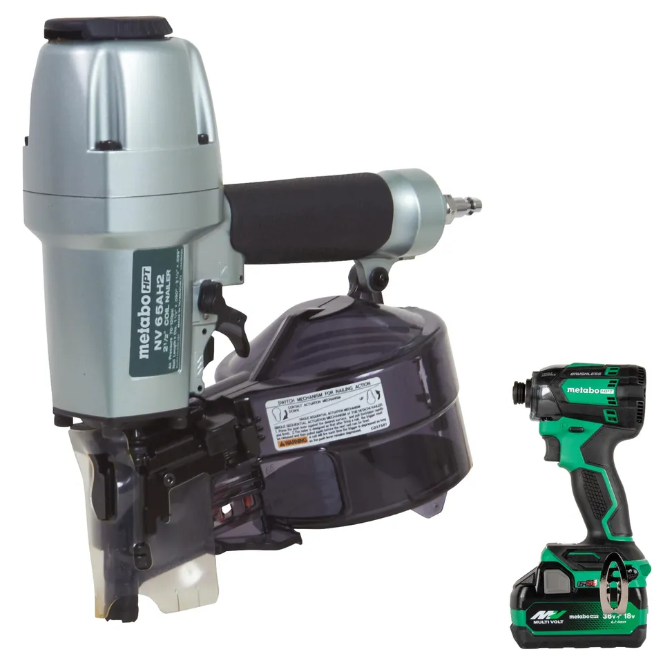 metabo-hpt-pneumatic-siding-nailer-18v-impact-driver-pro-bundle-kit-2-1-2-inch-c image 1