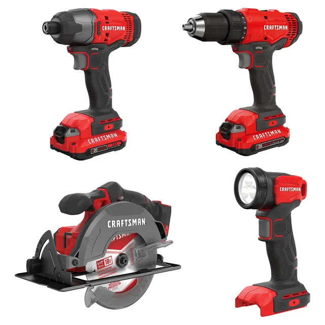 craftsman-v20-max-4-tool-combo-kit-with-circular-saw-impact-driver-drill-driver- image 1
