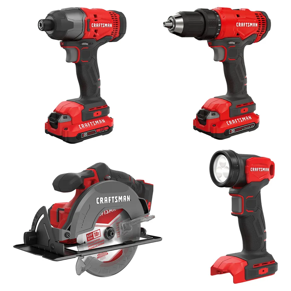 craftsman-v20-max-4-tool-combo-kit-with-circular-saw-impact-driver-drill-driver- image 1