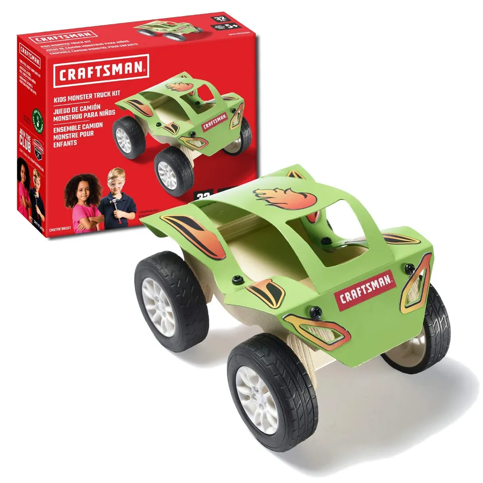 craftsman-wooden-monster-truck-building-kit-for-kids-diy-stem-craft-paint-includ image 1