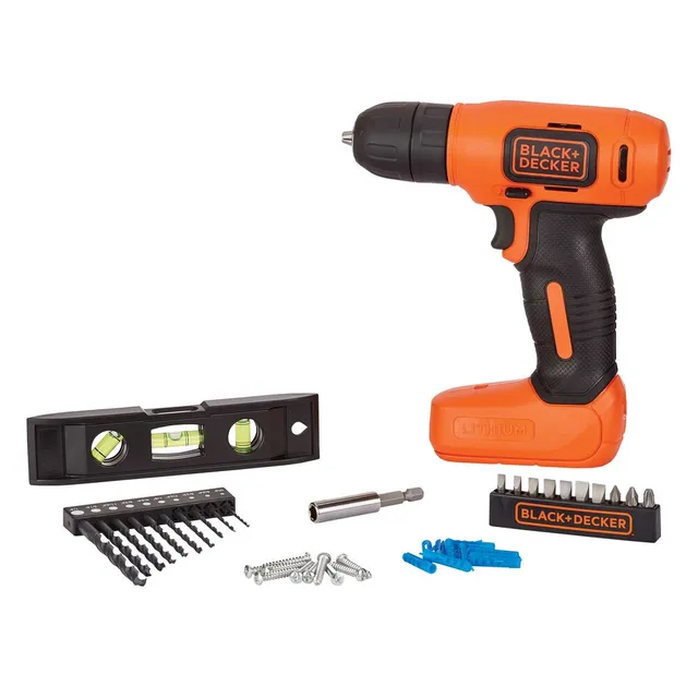 black-decker-8v-max-cordless-drill-with-43-piece-home-decor-project-kit-usb-rech image 1