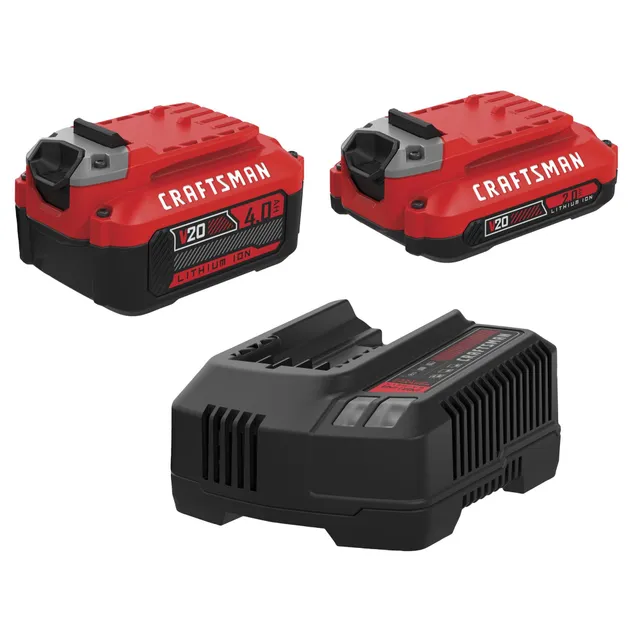 craftsman-v20-2ah-and-4ah-lithium-ion-battery-and-charger-kit-cmcb204-ckva image 1