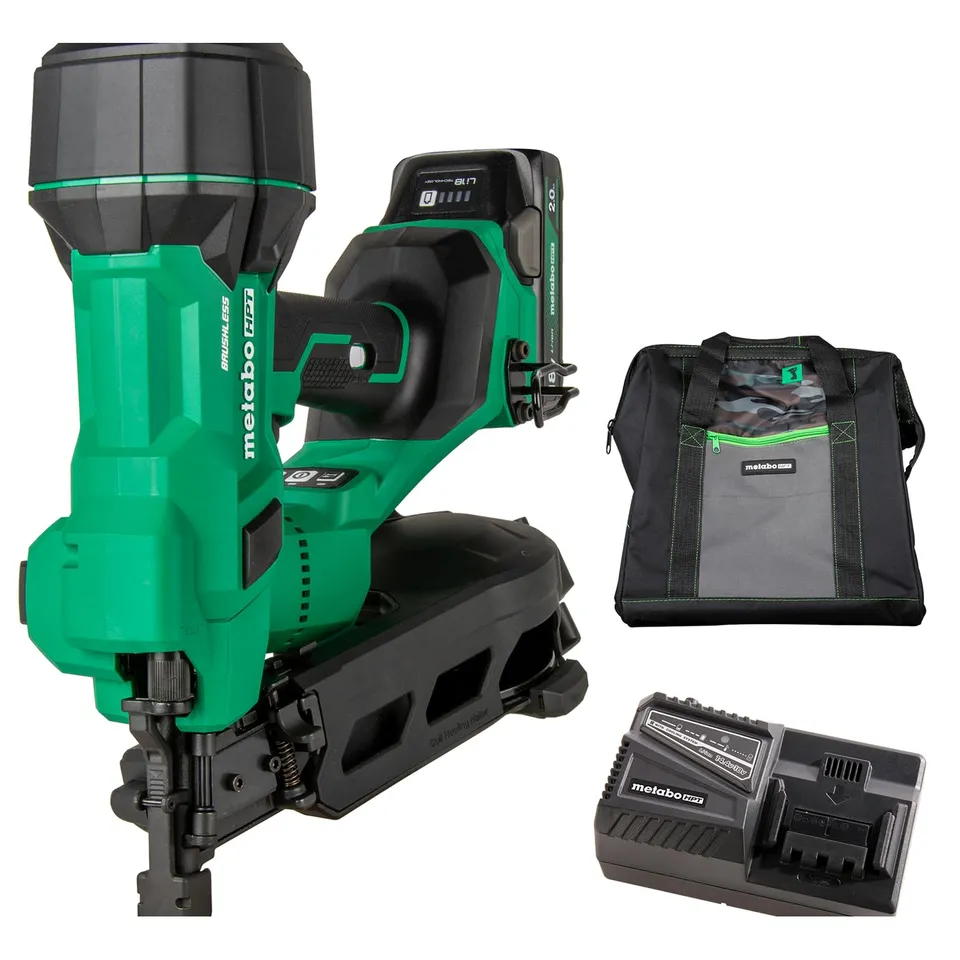 metabo-hpt-18v-multivolt-brushless-cordless-coil-roofing-nailer-nv1845da-with-2- image 1