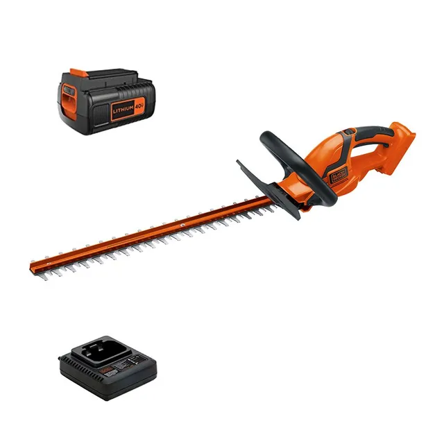 black-decker-40v-max-24-inch-cordless-hedge-trimmer-with-battery-charger-include image 1