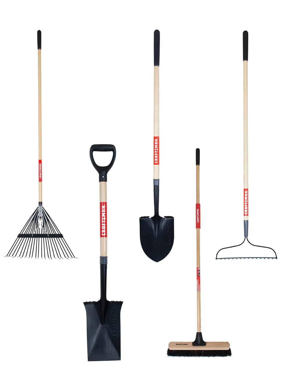 craftsman-5-piece-garden-landscape-tool-set-with-lawn-rake-digging-shovel-garden image 1