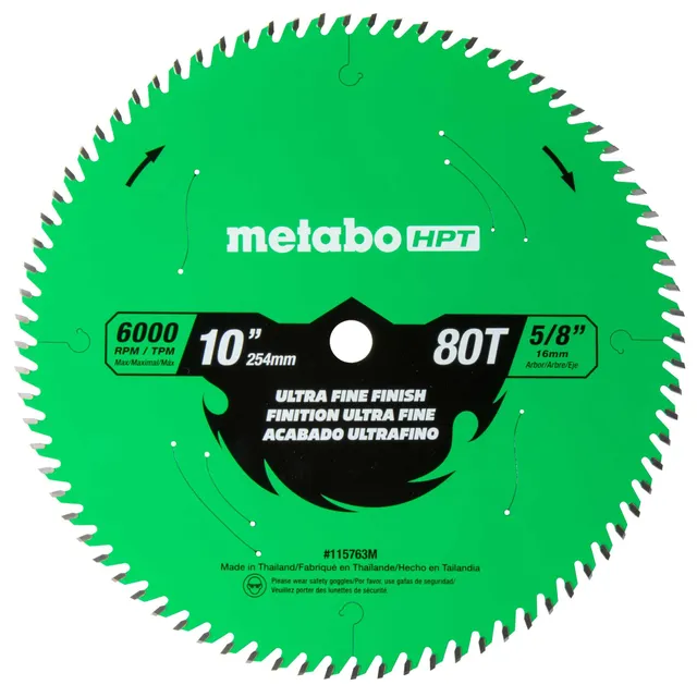 metabo-hpt-10-inch-miter-saw-table-saw-blade-ultra-fine-finish-80-tooth-5-8-inch image 1