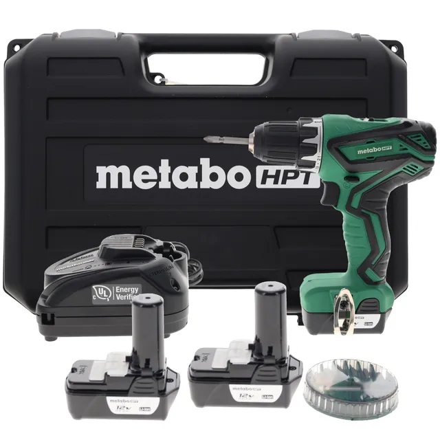 metabo-hpt-ds10dfl2-12v-max-cordless-drill-kit-with-2-batteries-case-and-bit-set image 1