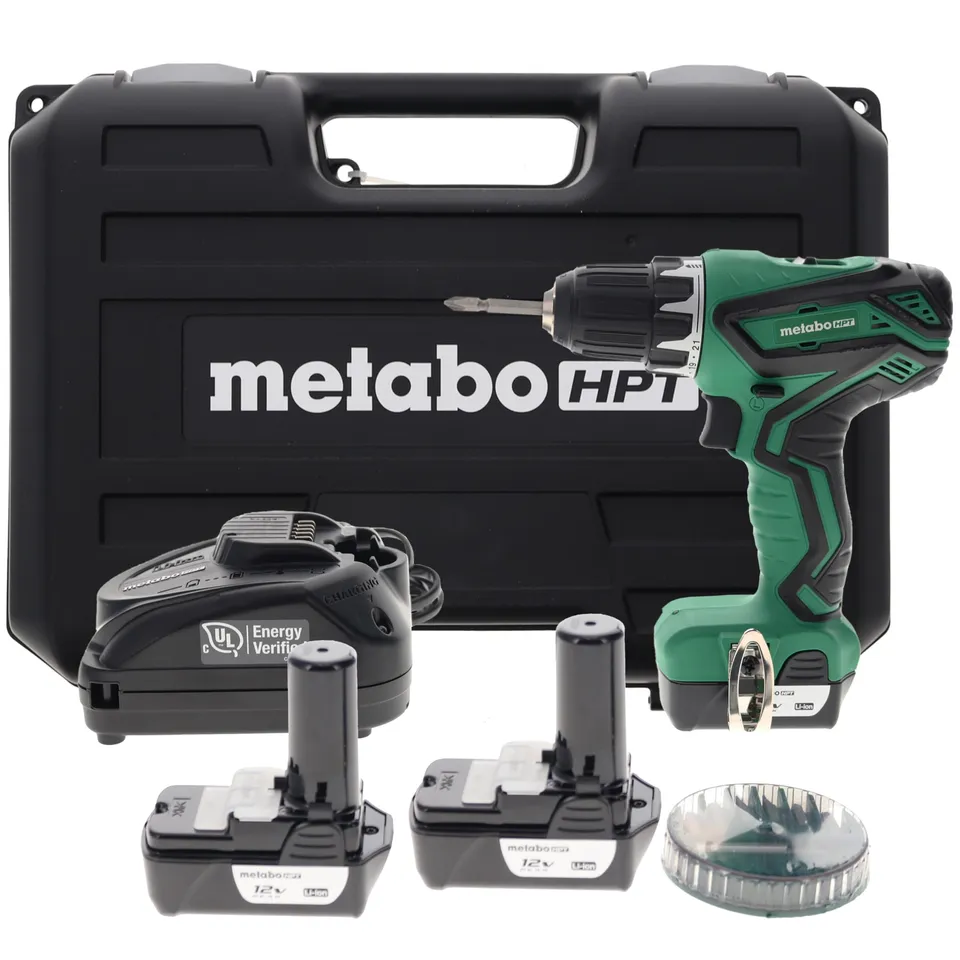 metabo-hpt-ds10dfl2-12v-max-cordless-drill-kit-with-2-batteries-case-and-bit-set image 1