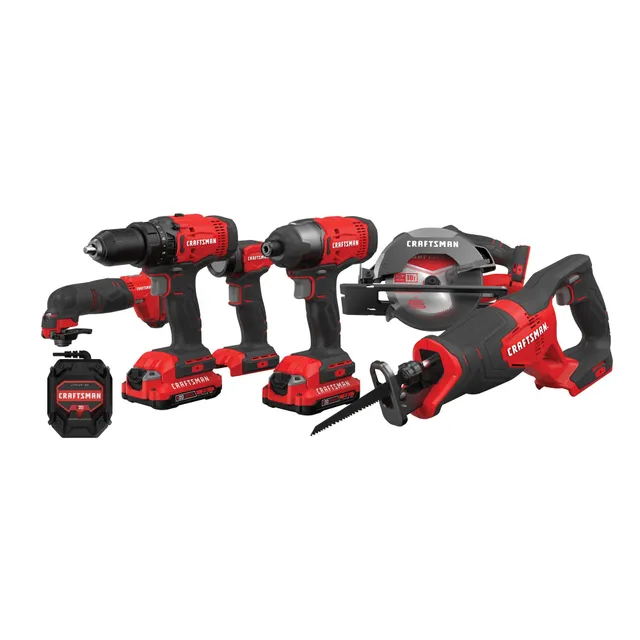 craftsman-v20-cordless-6-tool-power-tool-combo-kit-with-2-batteries-and-charger- image 1