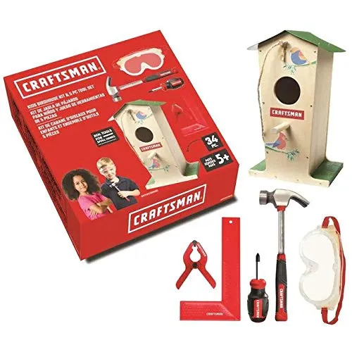 craftsman-tall-birdhouse-kit-5-piece-real-tool-set-for-kids-cmht68565 image 1