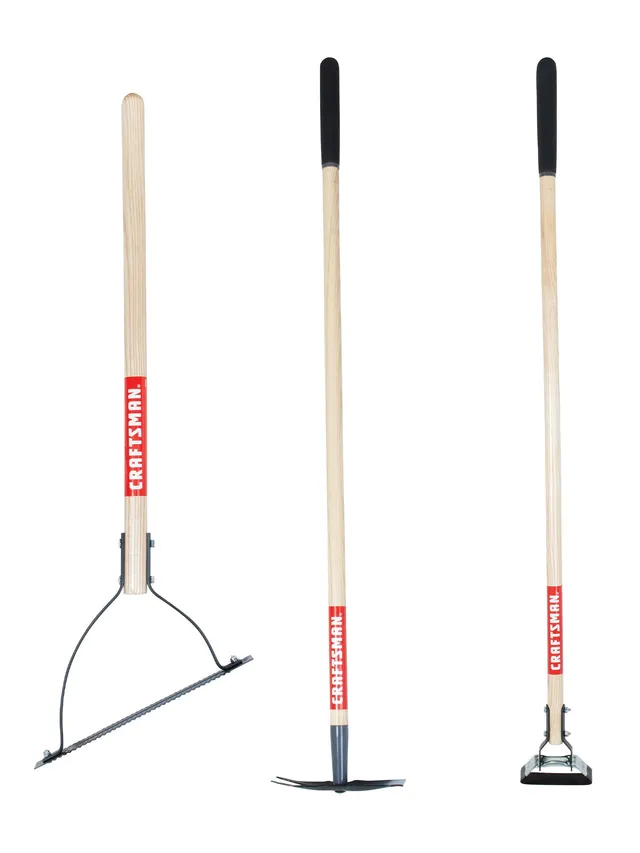 craftsman-3-piece-long-wood-handle-weeding-tool-set-with-weeding-hoe-2-prong-hoe image 1
