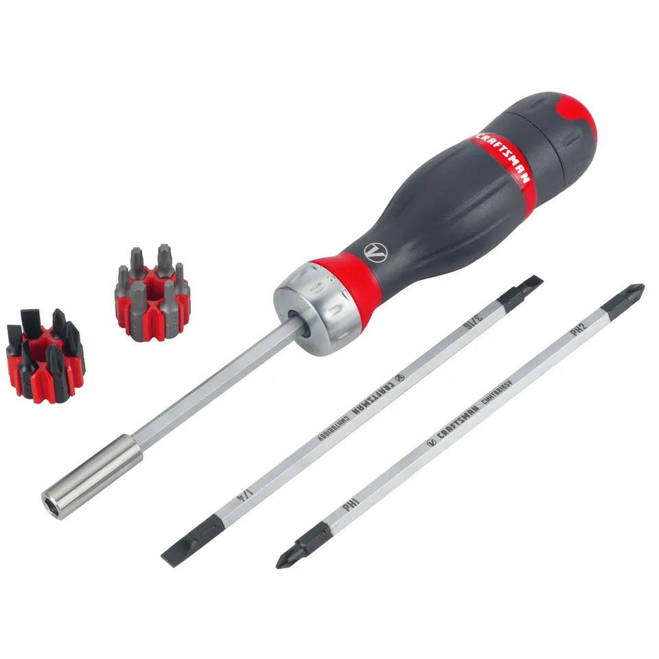 craftsman-v-series-3-in-1-ratcheting-screwdriver-set-with-x-tract-bits-18-piece- image 1