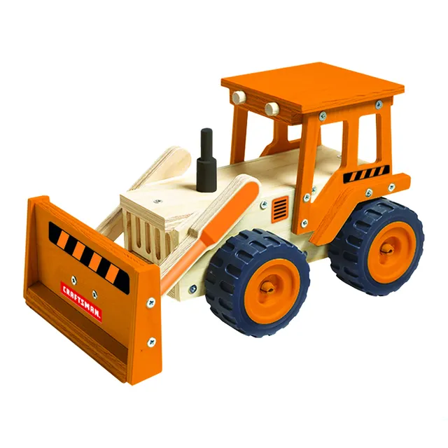craftsman-bulldozer-kit-kids-wooden-diy-craft-set-with-paints image 1