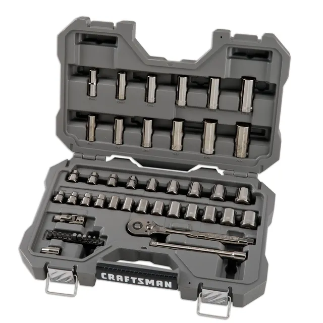 craftsman-overdrive-49-piece-gunmetal-chrome-mechanics-tool-set-sae-metric-socke image 1