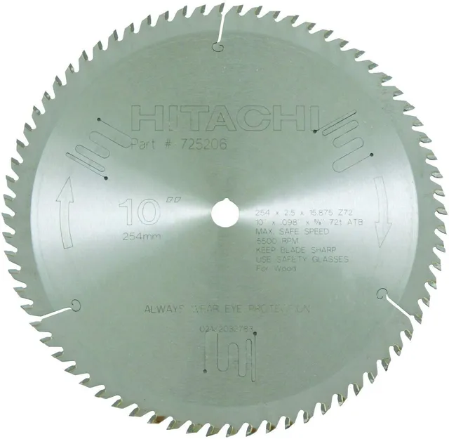 metabo-hpt-725206m-72-teeth-tungsten-carbide-tipped-10-atb-5-8-arbor-finish-mite image 1