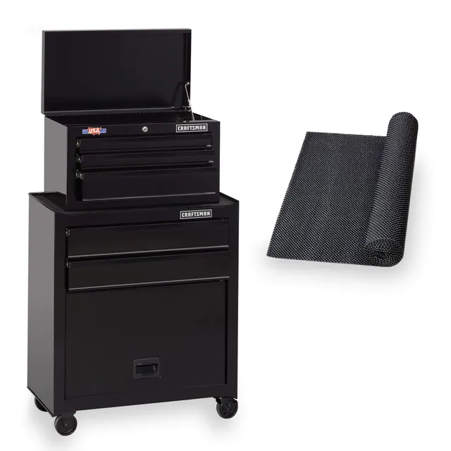 craftsman-26-inch-5-drawer-tool-chest-and-rolling-cabinet-combo-with-liner-cmst8 image 1