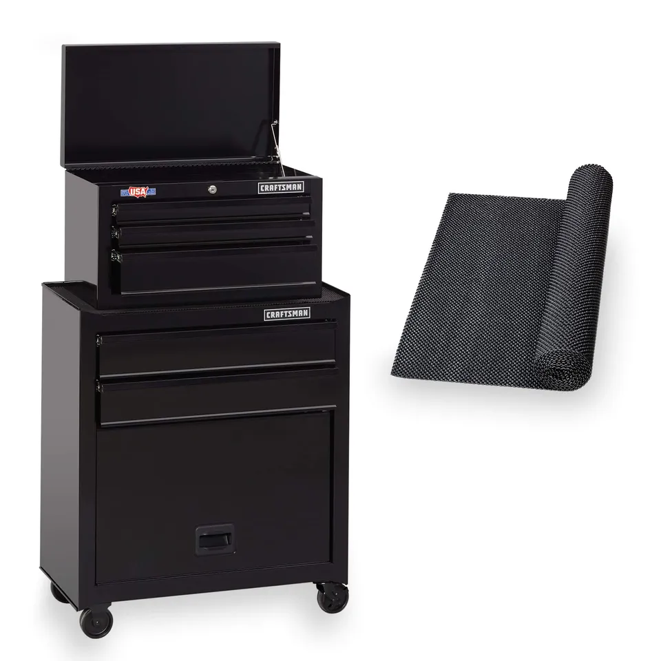 craftsman-26-inch-5-drawer-tool-chest-and-rolling-cabinet-combo-with-liner-cmst8 image 1