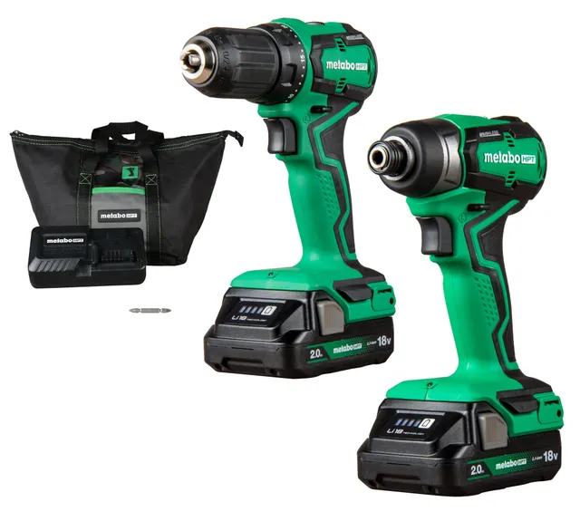 metabo-hpt-18v-multivolt-sub-compact-brushless-combo-kit-kc18ddxs-with-2-batteri image 1