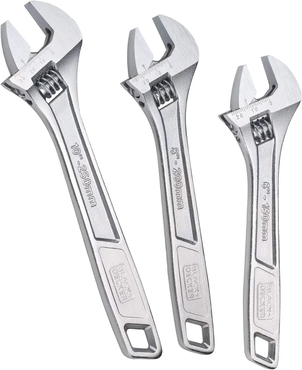 black-decker-adjustable-wrench-set-6-8-and-1-inch-wide-tapered-jaws-3-piece image 1