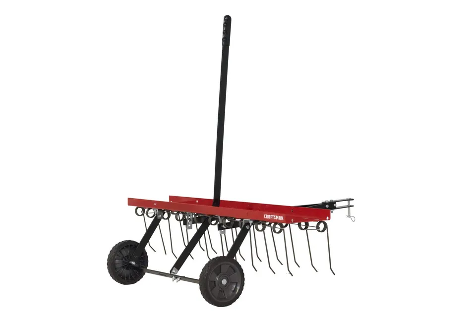 craftsman-cmxgzbf7124315-40-inch-tow-behind-lawn-dethatcher-with-20-durable-spri image 1