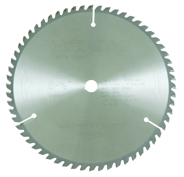 metabo-hpt-998862m-60-teeth-tungsten-carbide-tipped-8-1-2-atb-5-8-arbor-finish-s image 1
