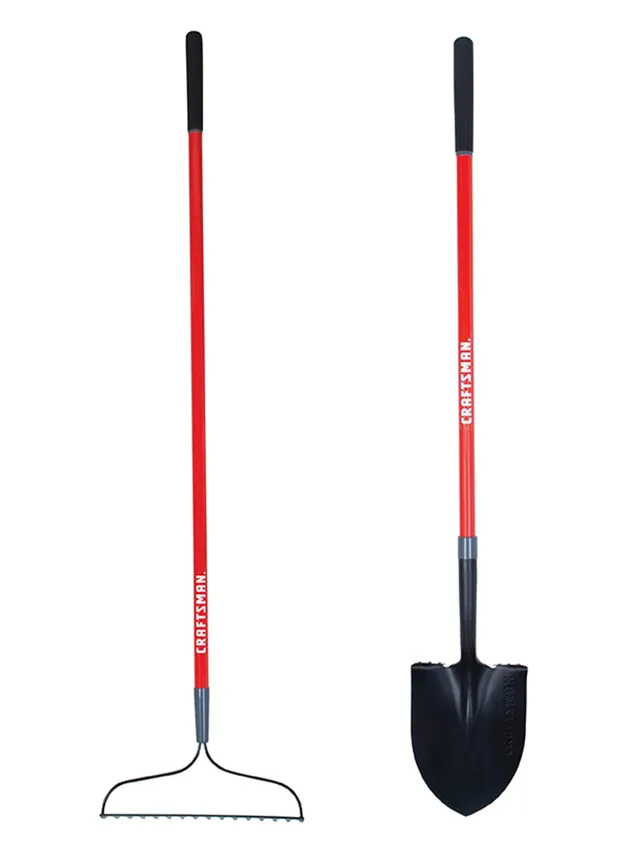 craftsman-2-piece-garden-tool-set-with-digging-shovel-and-bow-rake-fiberglass-ha image 1