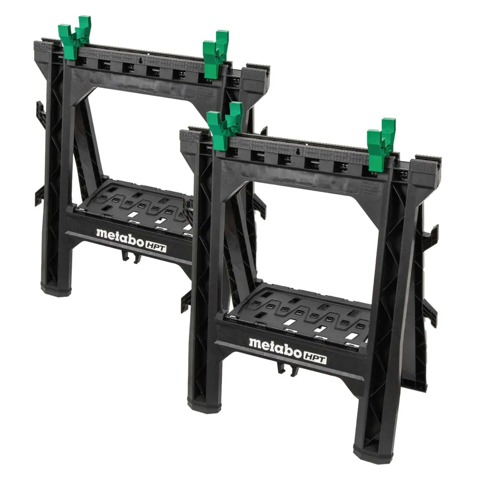 metabo-hpt-115772m-folding-sawhorses-2-pack-1-200-lbs-capacity-lightweight-with- image 1