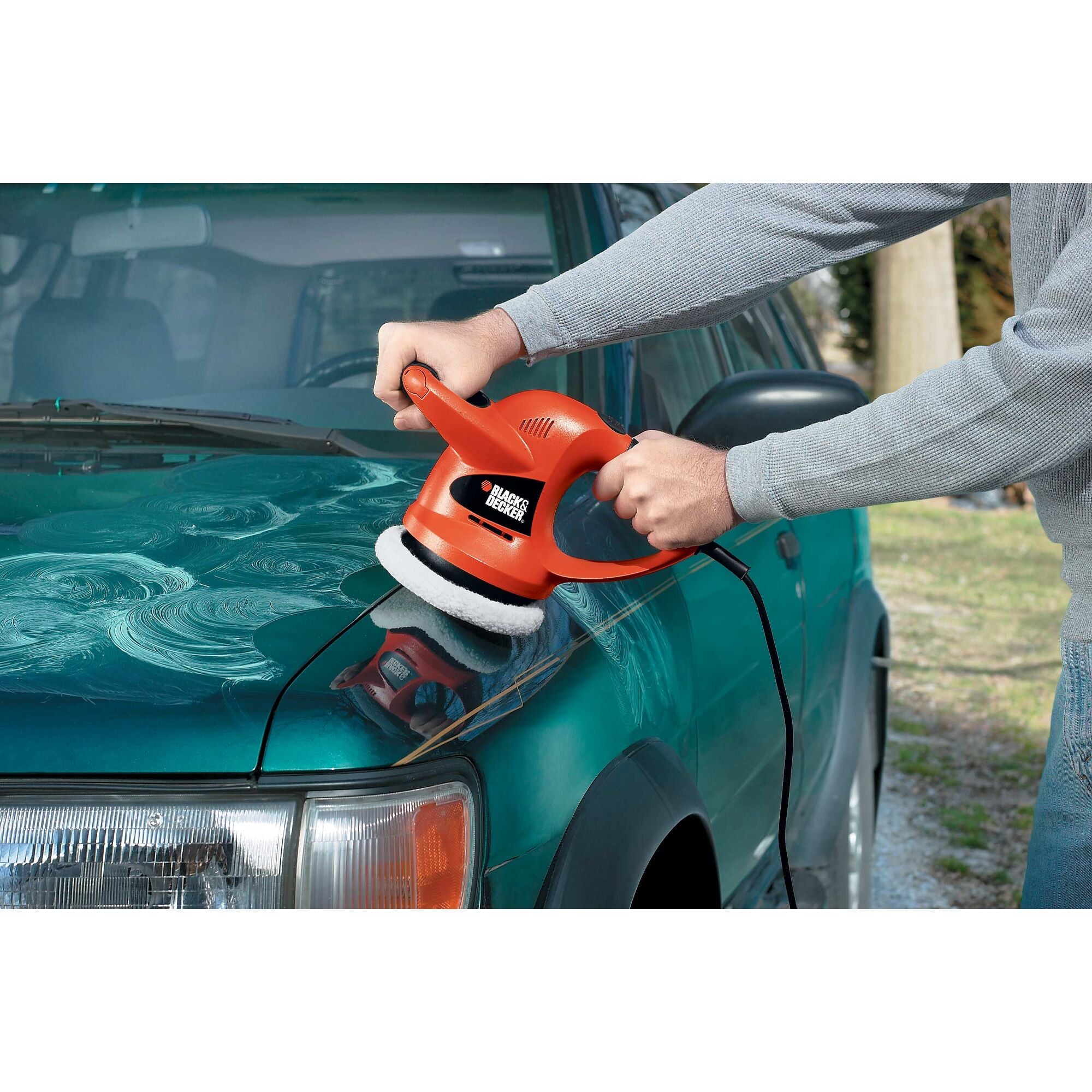 black-decker-random-orbit-car-buffer-polisher-6-inch-with-2-bonnets image 2