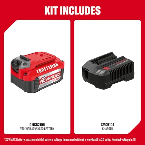 craftsman-v20-6ah-advanced-battery-starter-kit-with-fast-charger-cmcb2106-ck image 8