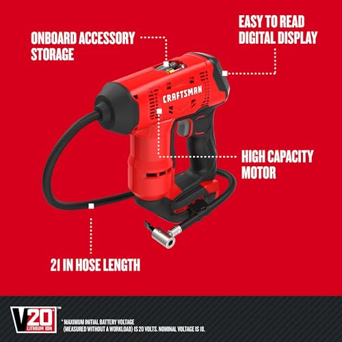 craftsman-v20-cordless-air-compressor-tire-inflator-cmce521b-tool-only image 8