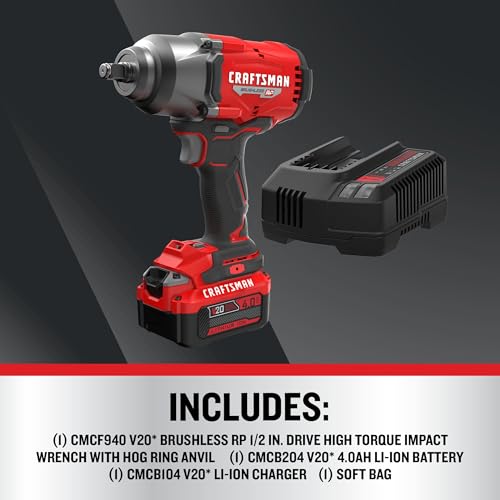 craftsman-v20-brushless-high-torque-impact-wrench-1-2-inch-with-4ah-battery-and- image 8