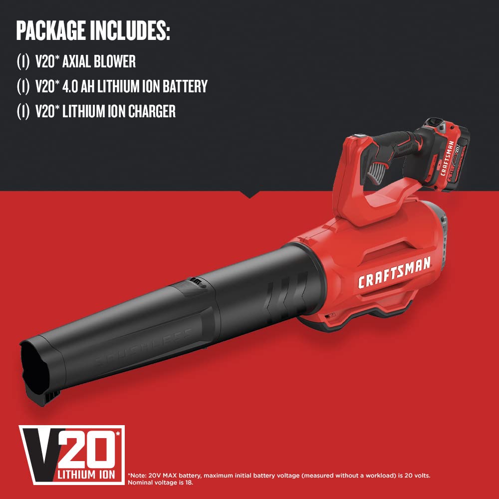 craftsman-v20-cordless-leaf-blower-kit-with-4-0ah-battery-charger-cmcbl720m1 image 2